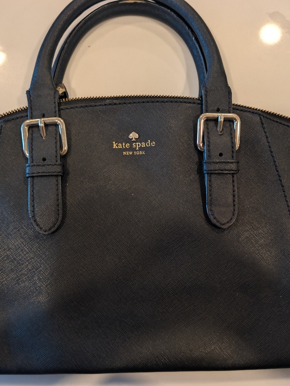 kate spade Black Dome Satchel with Gold Logo